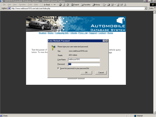 Username and Password Login